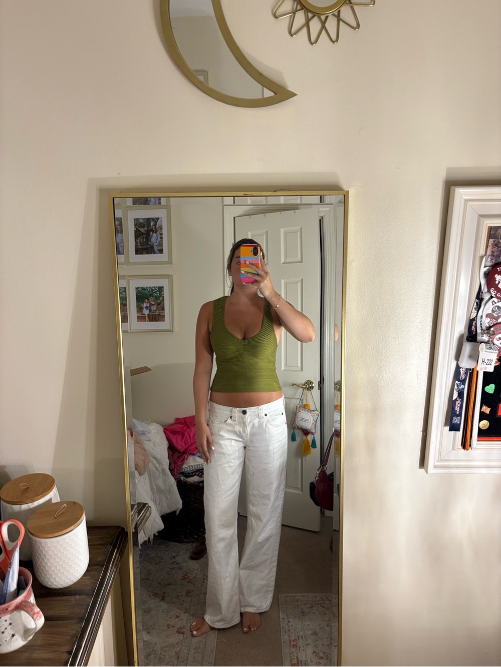 Forever 21 Olive Ribbed Scoop Neck Tank